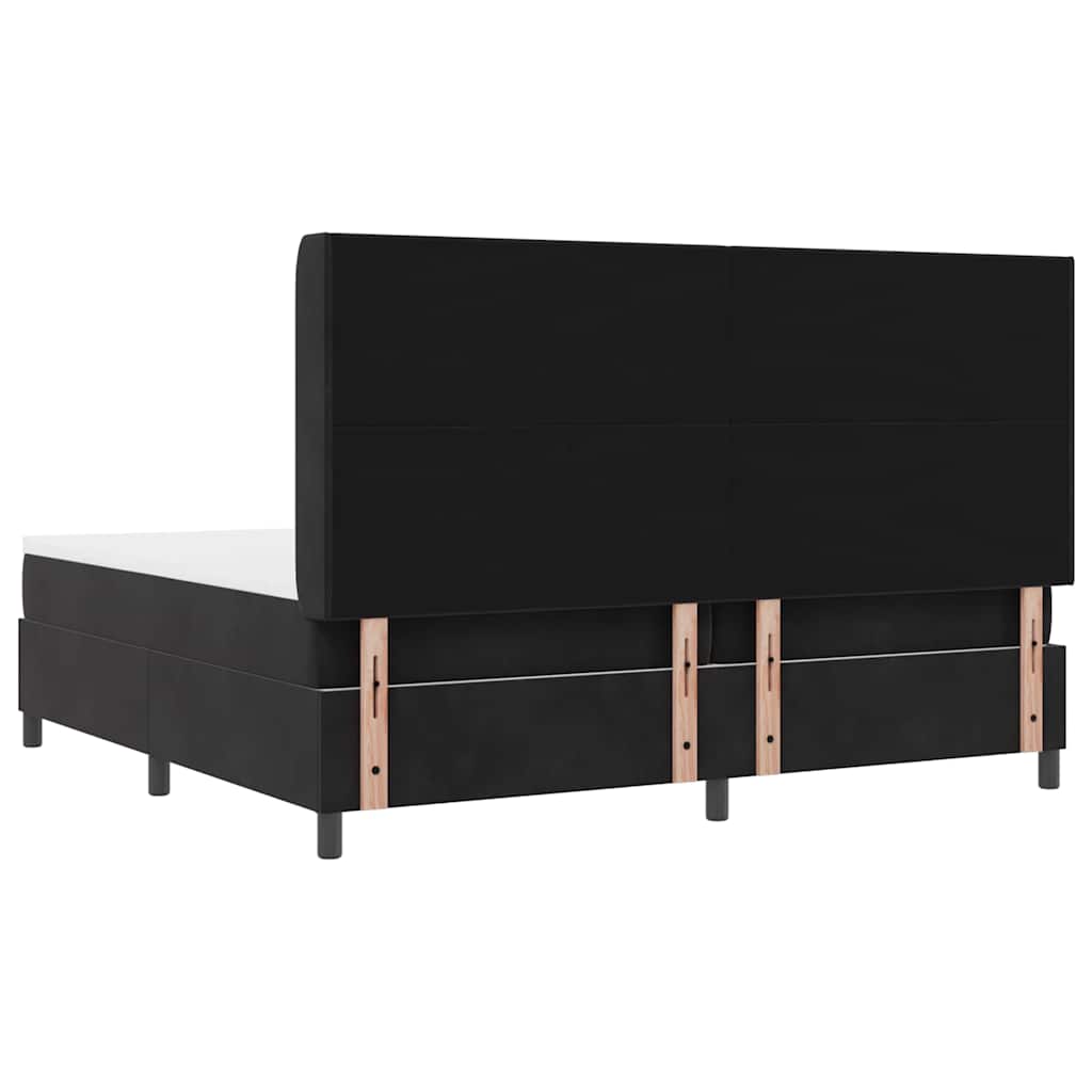 Boxspringbett mit Kopfteil Schwarz 200 x 200 cm Samt