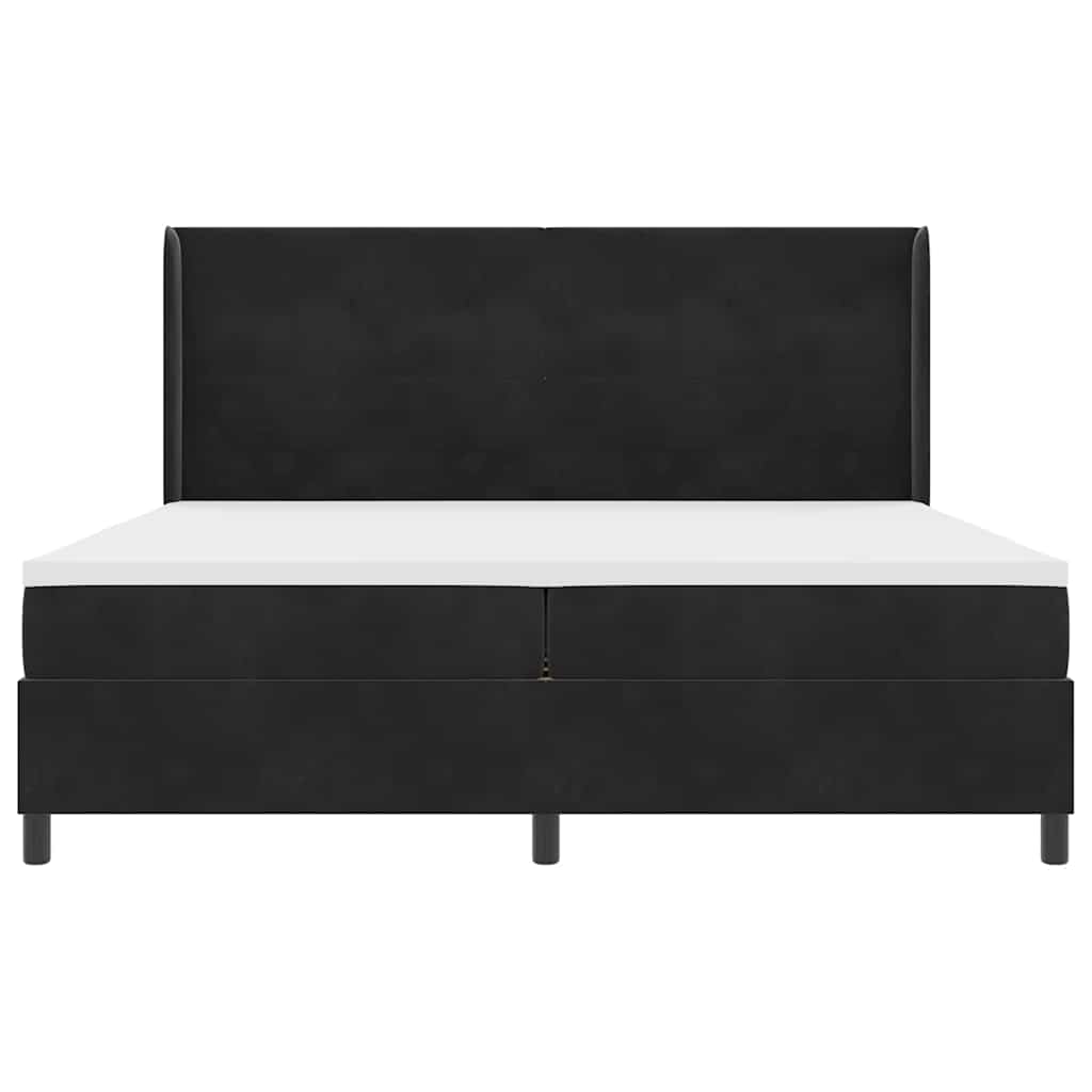 Boxspringbett mit Kopfteil Schwarz 200 x 200 cm Samt