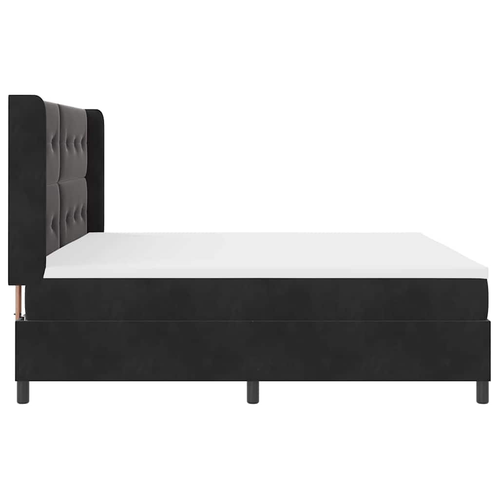 Boxspringbett mit Kopfteil Schwarz 200 x 200 cm Samt
