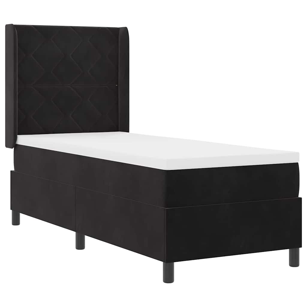 Boxspringbett mit Kopfteil Schwarz 80 x 200 cm Samt