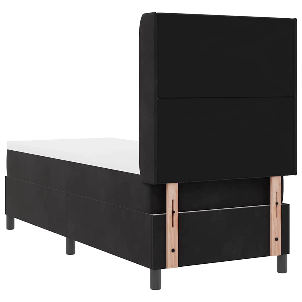 Boxspringbett mit Kopfteil Schwarz 80 x 200 cm Samt