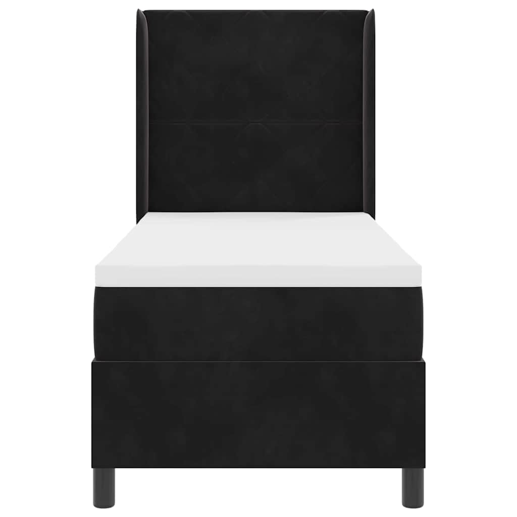 Boxspringbett mit Kopfteil Schwarz 80 x 200 cm Samt