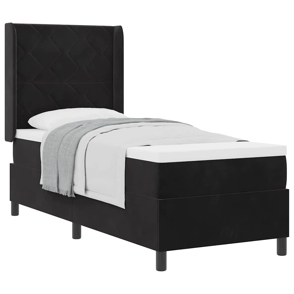Boxspringbett mit Kopfteil Schwarz 80 x 200 cm Samt