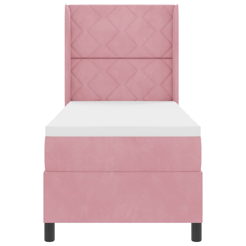 Boxspringbett mit Kopfteil Rosa 80 x 200 cm Samt