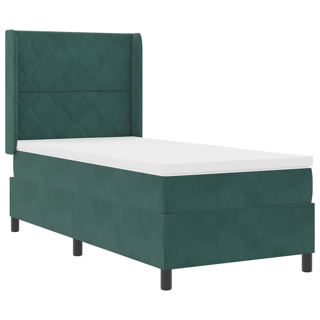 Boxspringbett mit Kopfteil Dunkelgrün 90 x 190 cm Samt