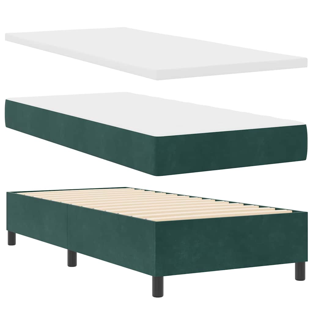 Boxspringbett mit Kopfteil Dunkelgrün 90 x 190 cm Samt