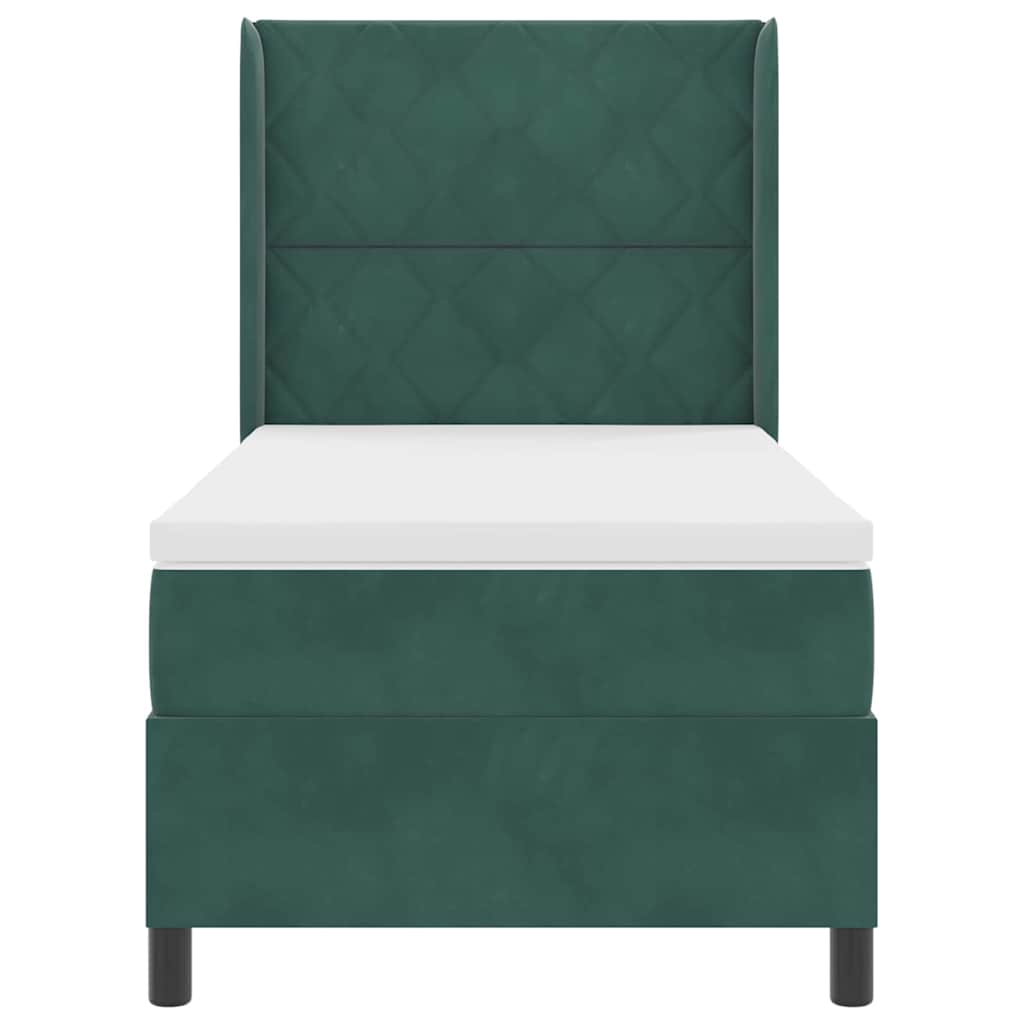 Boxspringbett mit Kopfteil Dunkelgrün 90 x 190 cm Samt