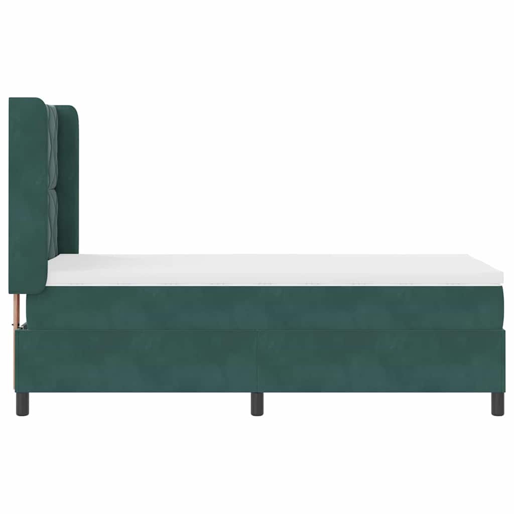 Boxspringbett mit Kopfteil Dunkelgrün 90 x 190 cm Samt