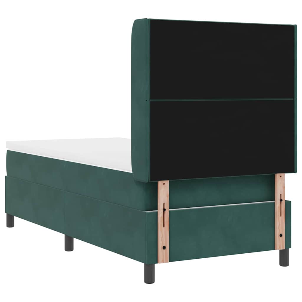Boxspringbett mit Kopfteil Dunkelgrün 90 x 200 cm Samt