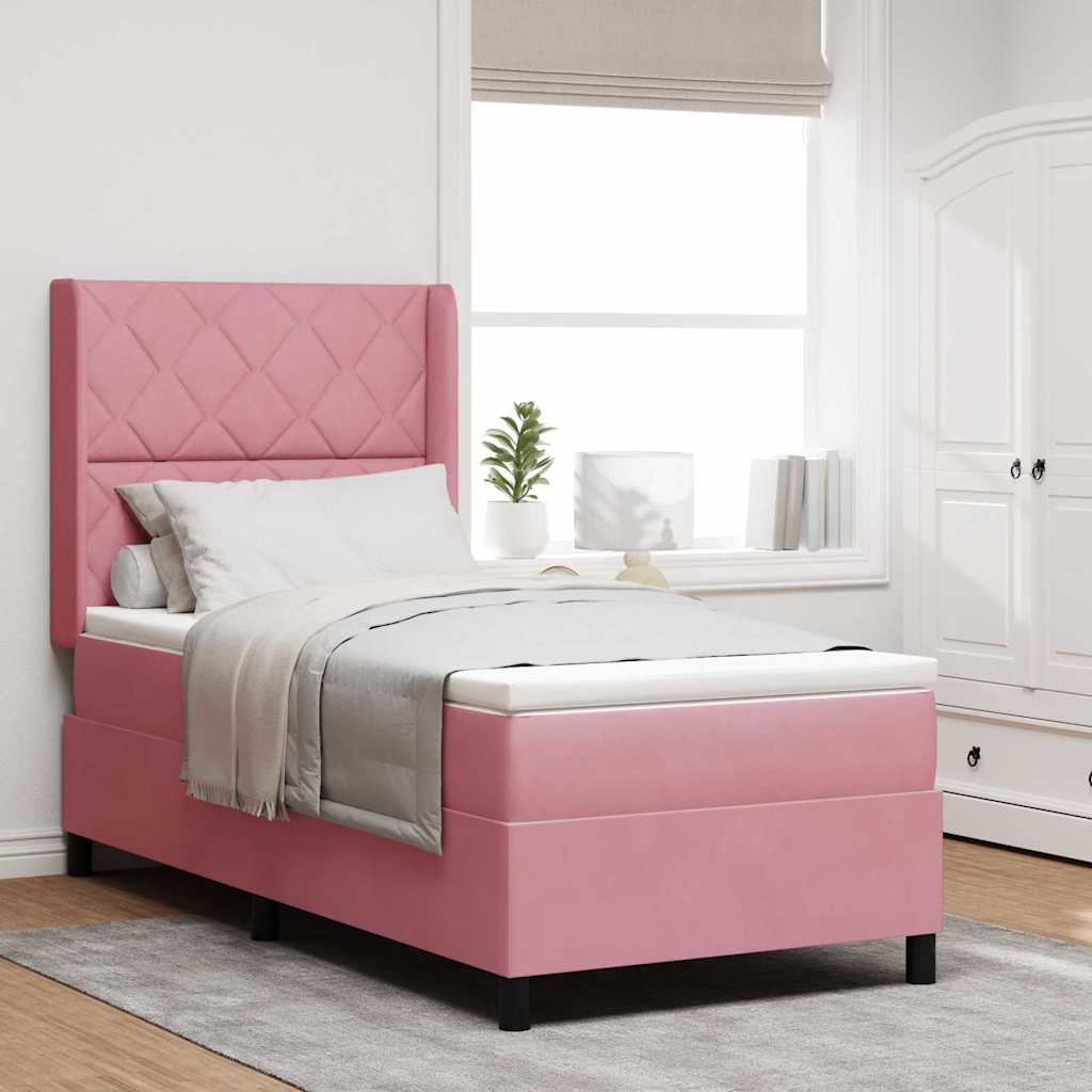 Boxspringbett mit Kopfteil Rosa 100 x 200 cm Samt