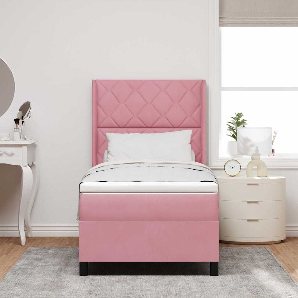 Boxspringbett mit Kopfteil Rosa 100 x 200 cm Samt