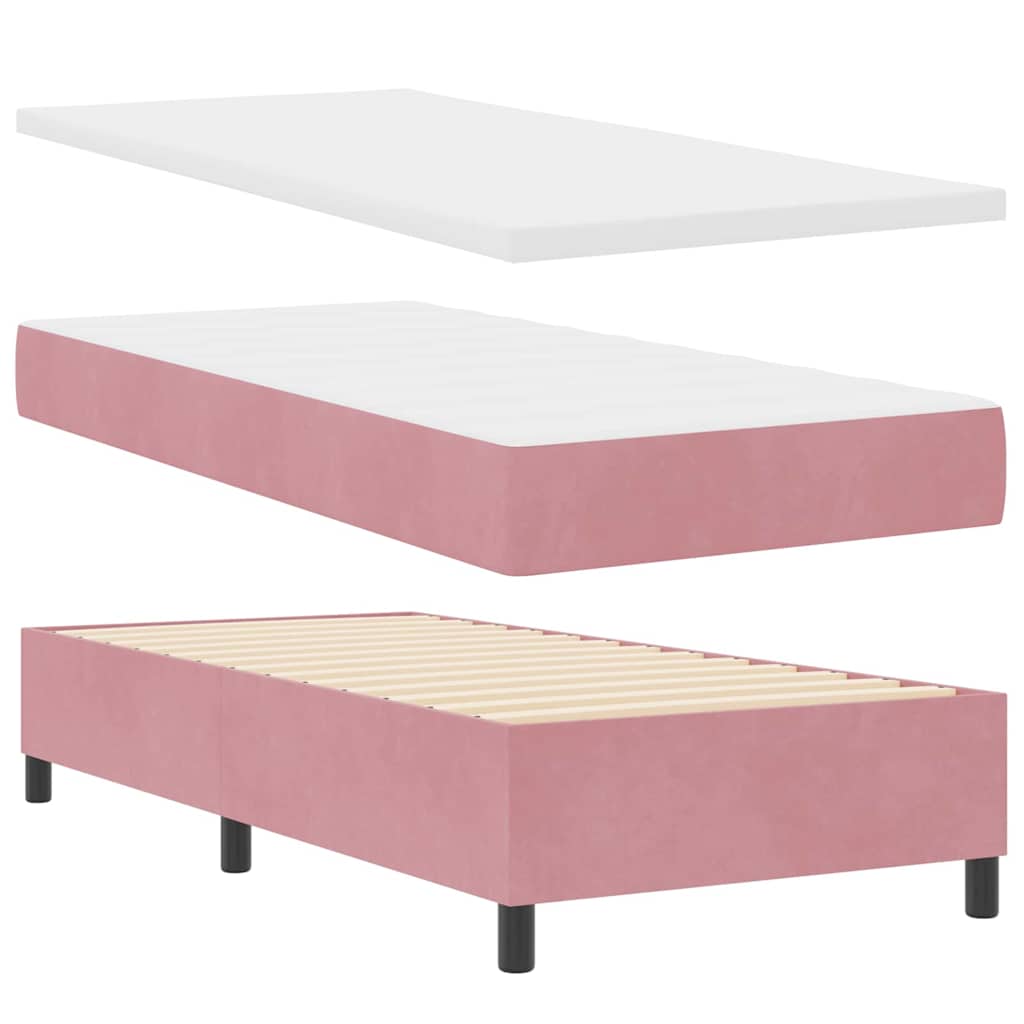 Boxspringbett mit Kopfteil Rosa 100 x 200 cm Samt