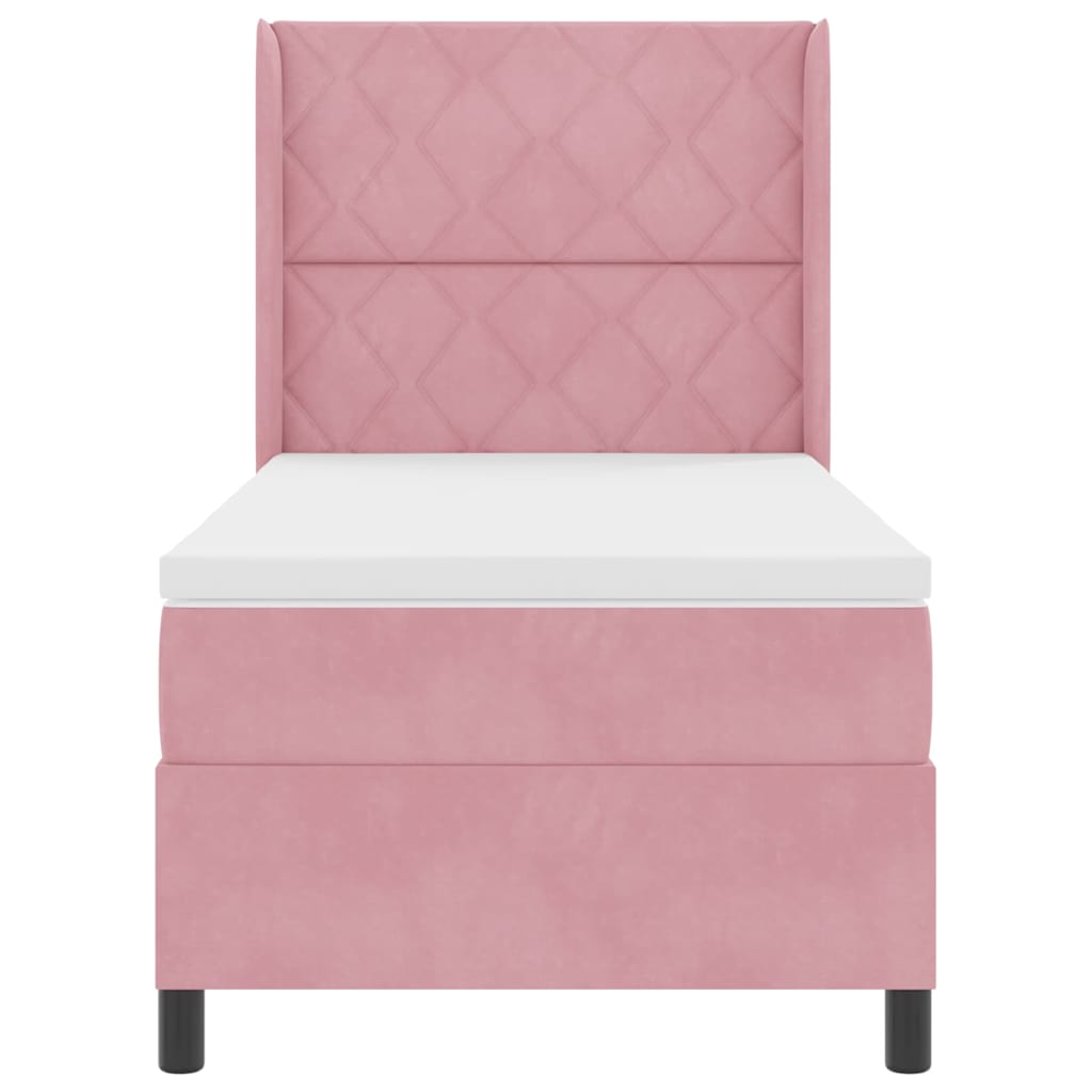 Boxspringbett mit Kopfteil Rosa 100 x 200 cm Samt
