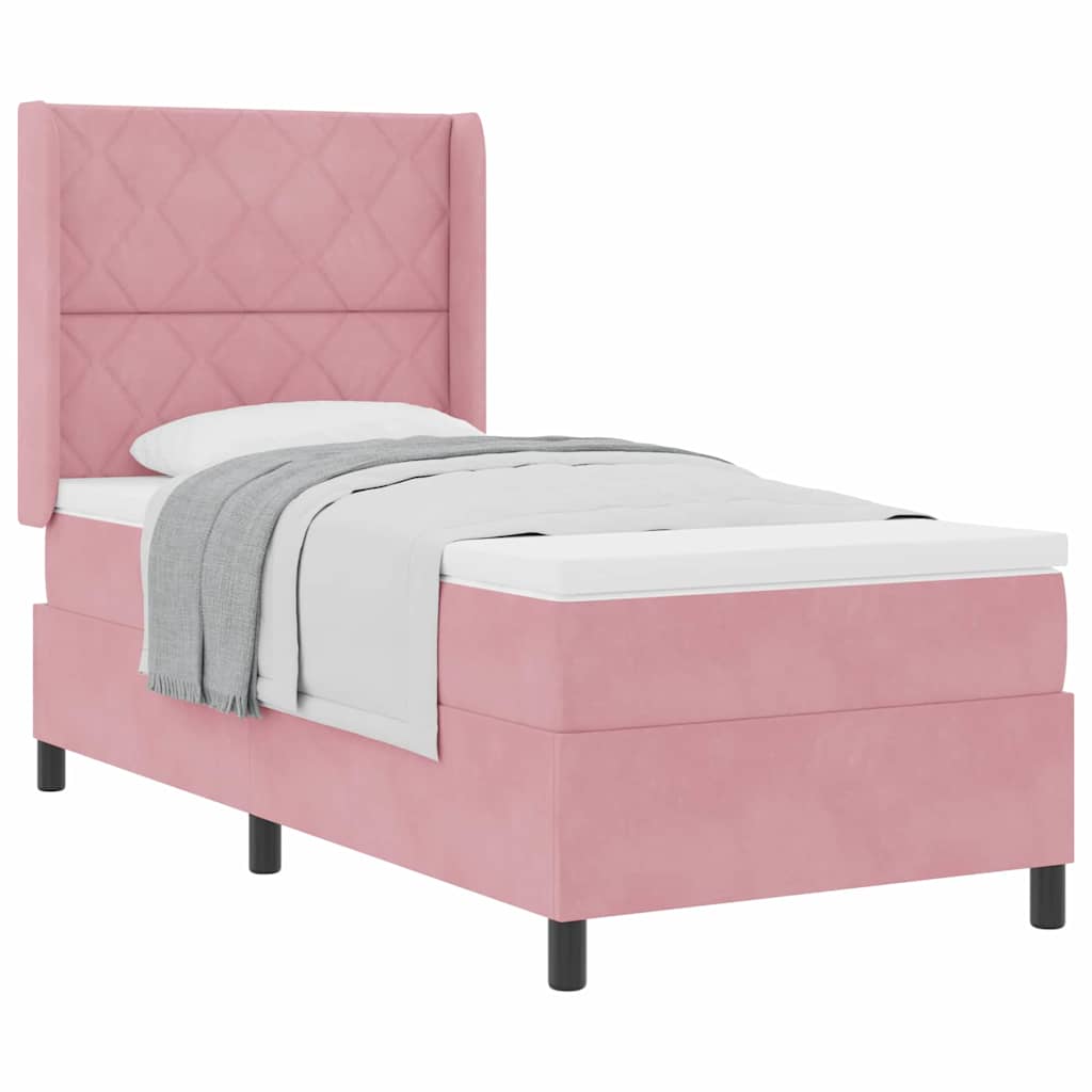 Boxspringbett mit Kopfteil Rosa 100 x 200 cm Samt