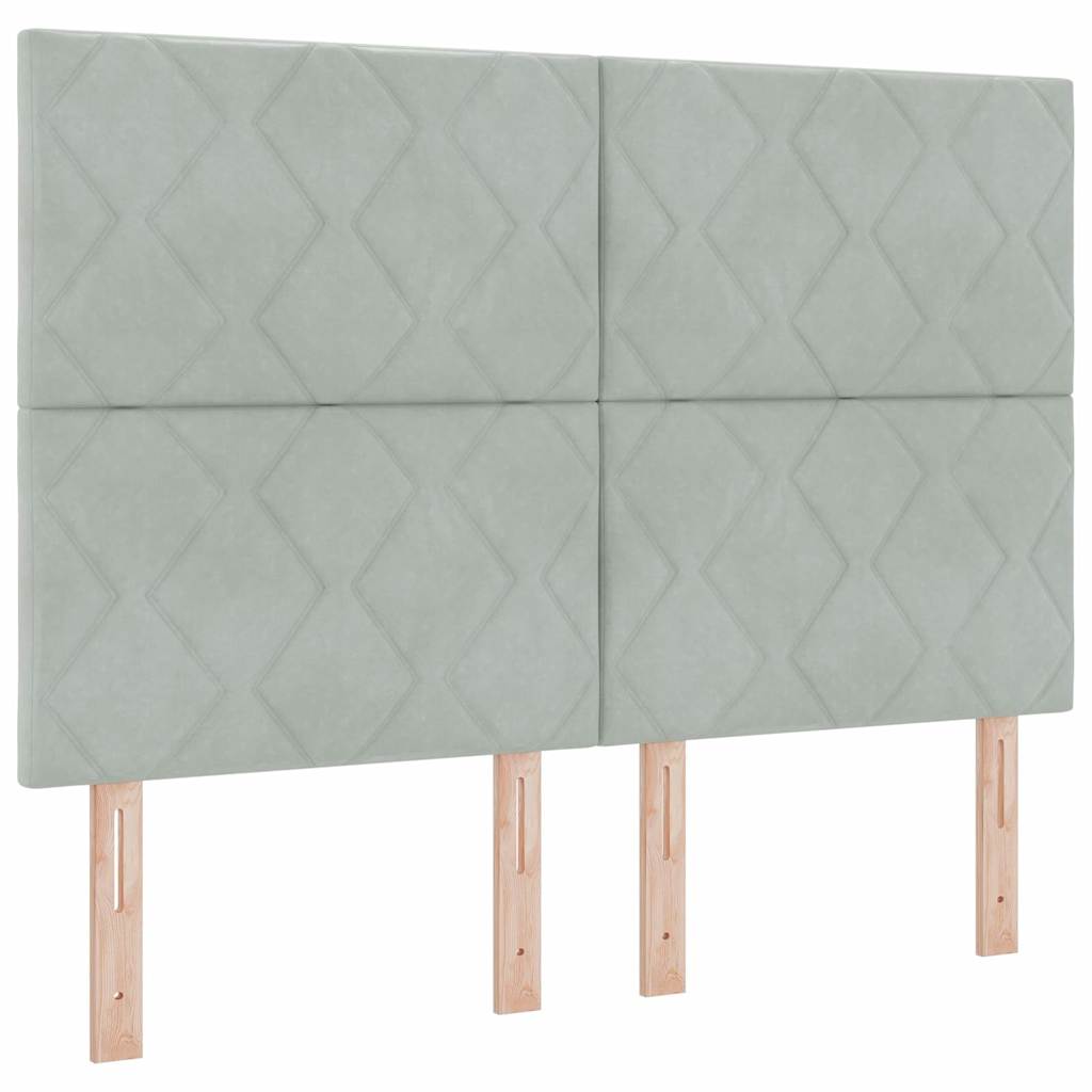 Boxspringbett mit Kopfteil Hellgrau 160 x 200 cm Samt