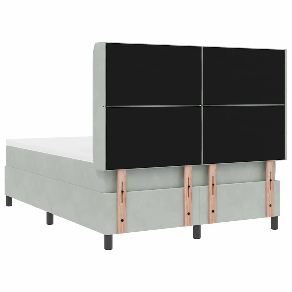 Boxspringbett mit Kopfteil Hellgrau 160 x 200 cm Samt