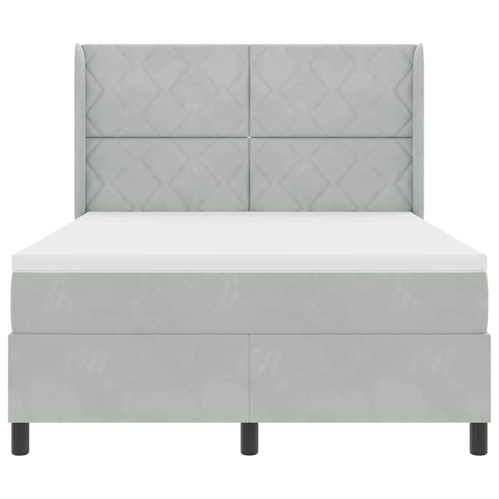 Boxspringbett mit Kopfteil Hellgrau 160 x 200 cm Samt
