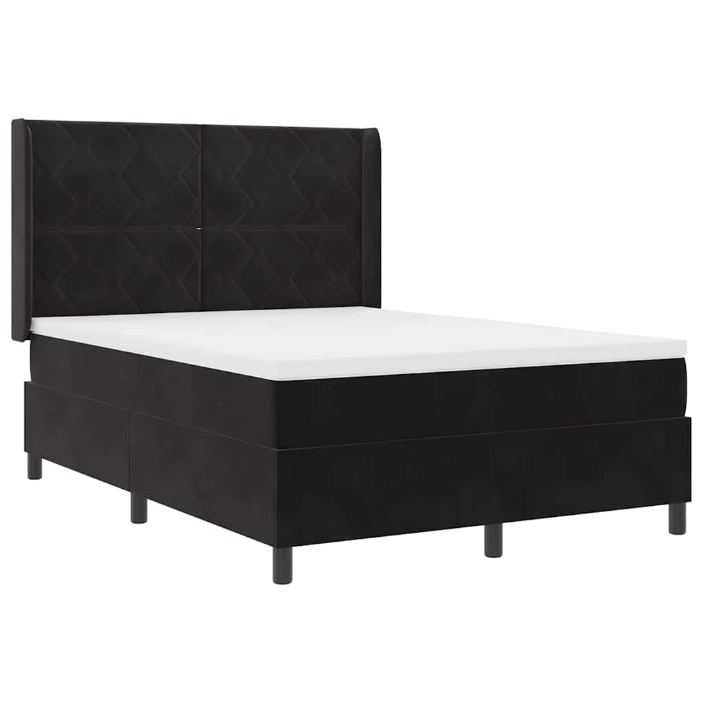Boxspringbett mit Kopfteil Schwarz 160 x 200 cm Samt