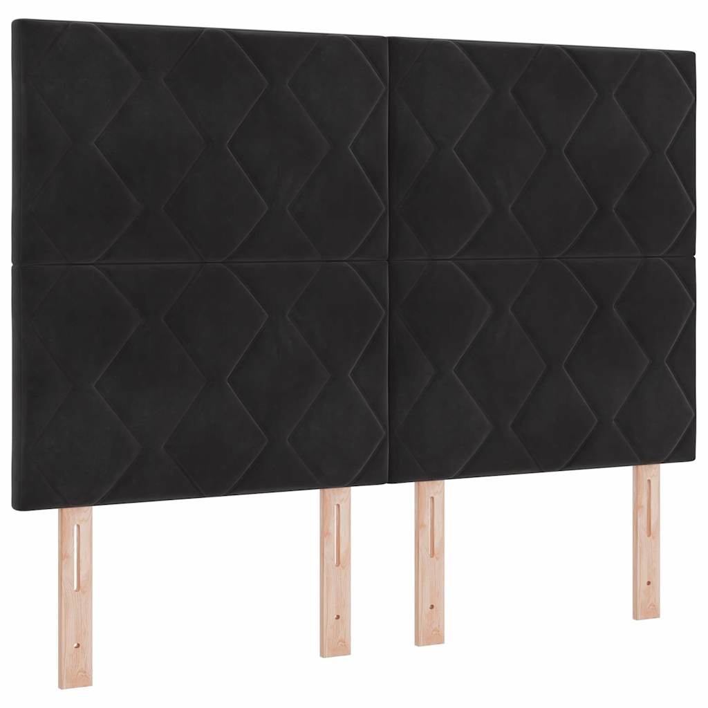 Boxspringbett mit Kopfteil Schwarz 160 x 200 cm Samt