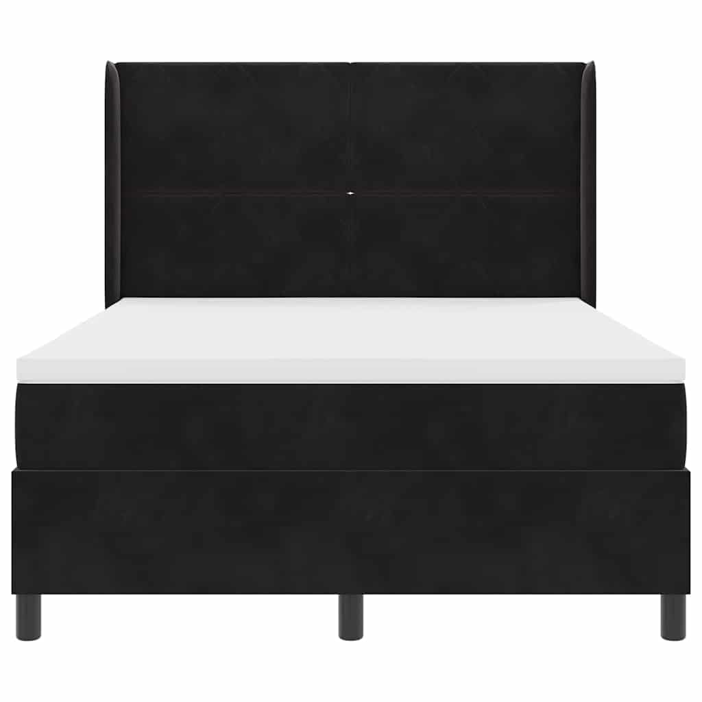Boxspringbett mit Kopfteil Schwarz 160 x 200 cm Samt