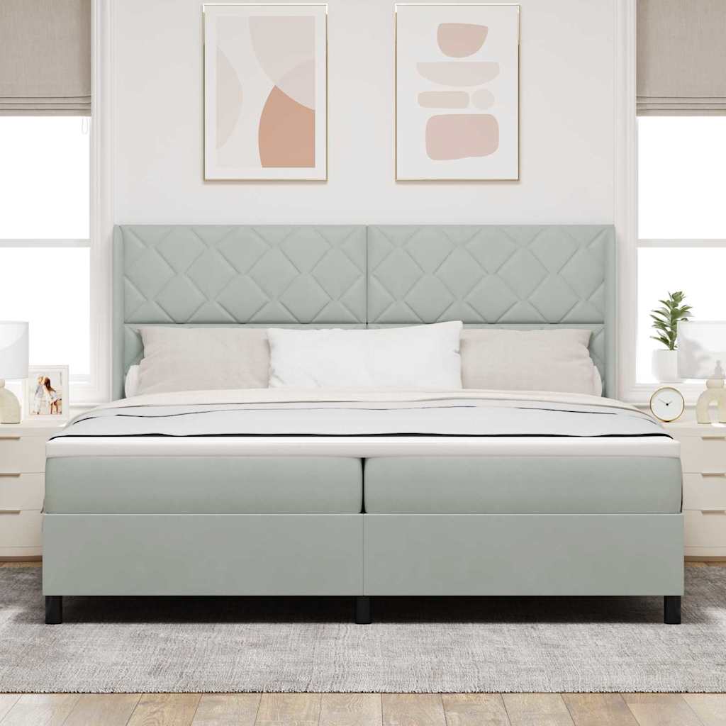 Boxspringbett mit Kopfteil Hellgrau 200 x 200 cm Samt