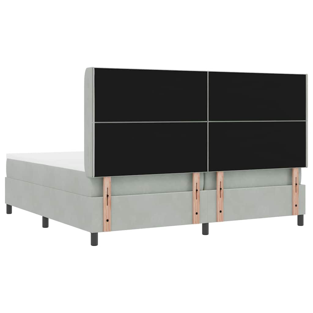 Boxspringbett mit Kopfteil Hellgrau 200 x 200 cm Samt