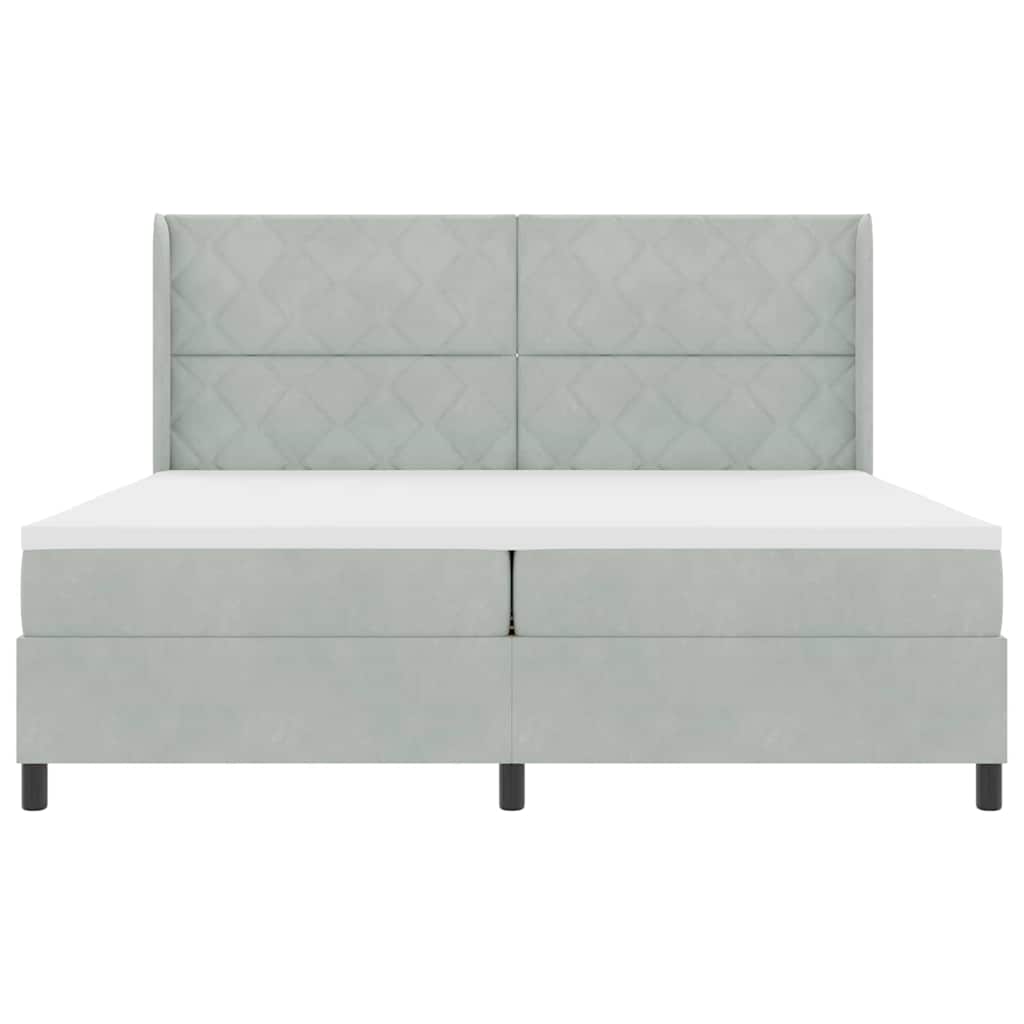 Boxspringbett mit Kopfteil Hellgrau 200 x 200 cm Samt