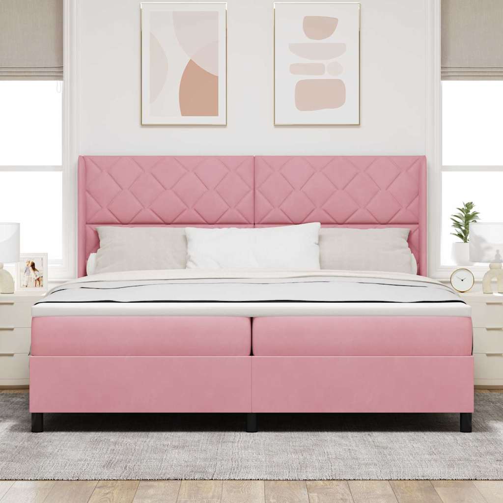 Boxspringbett mit Kopfteil Rosa 200 x 200 cm Samt