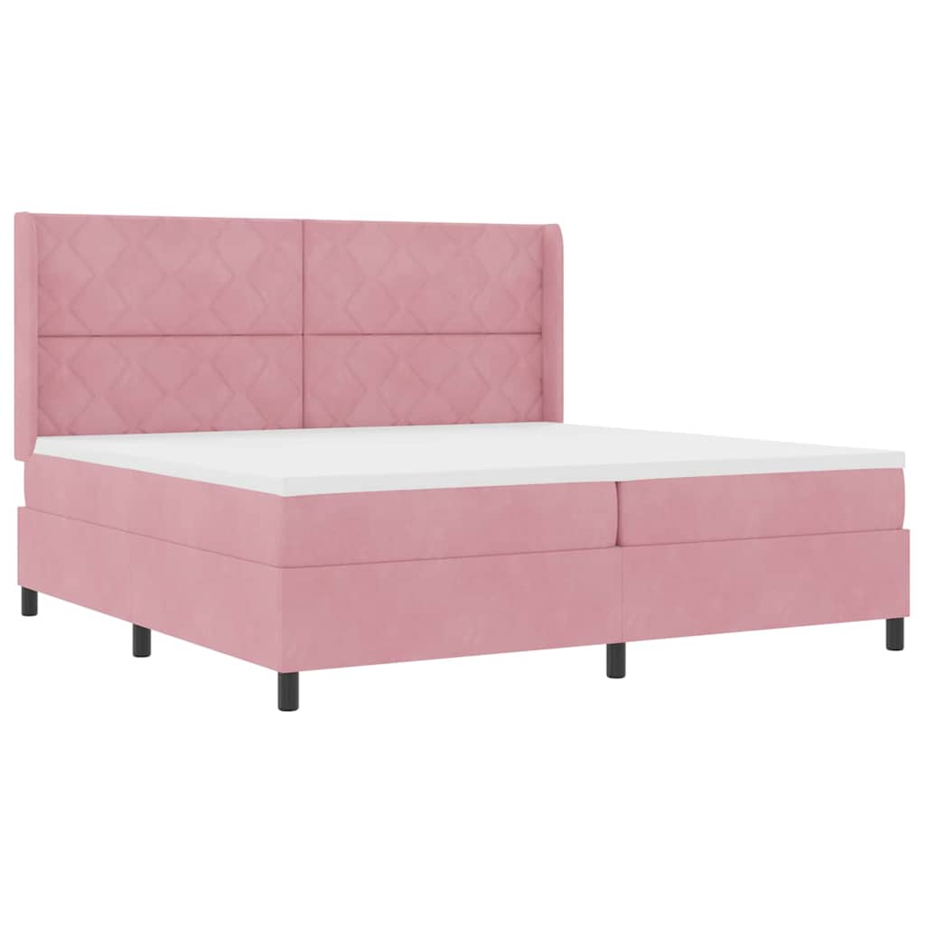 Boxspringbett mit Kopfteil Rosa 200 x 200 cm Samt