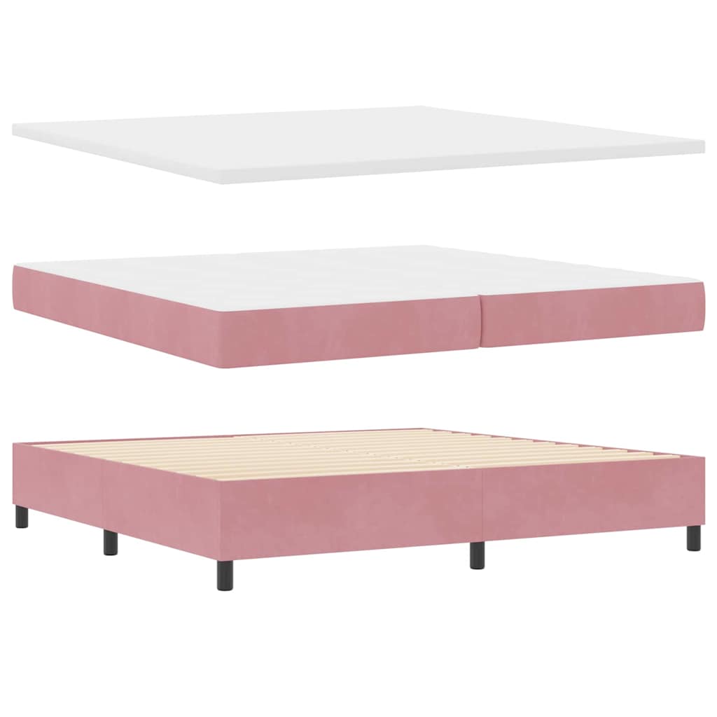 Boxspringbett mit Kopfteil Rosa 200 x 200 cm Samt