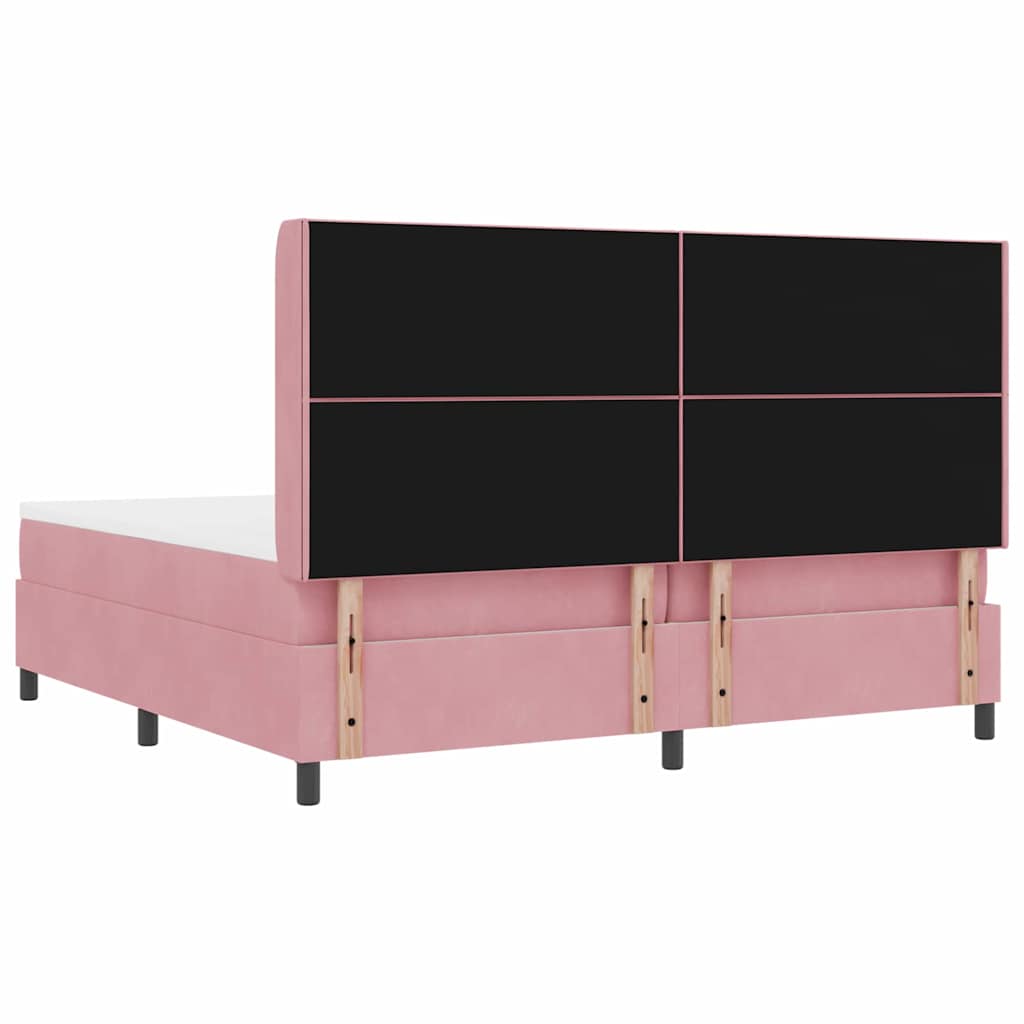 Boxspringbett mit Kopfteil Rosa 200 x 200 cm Samt