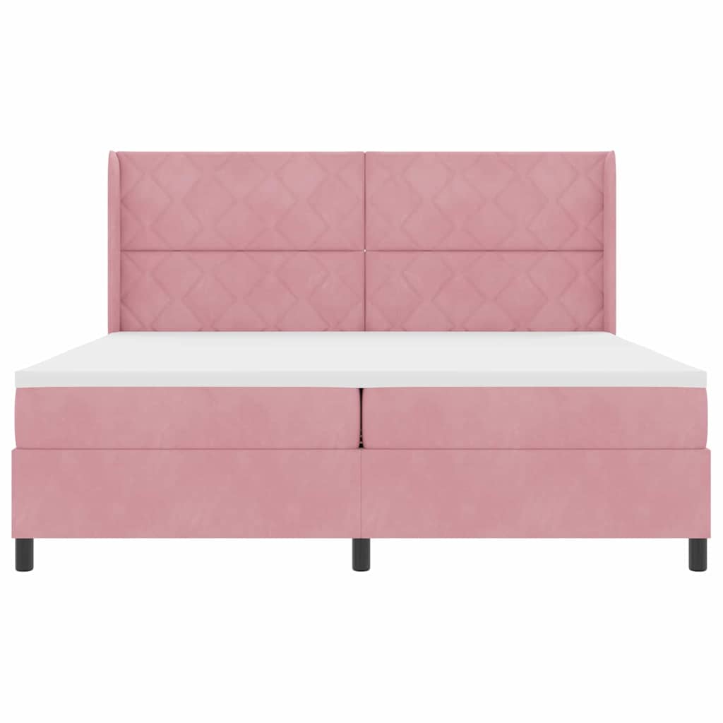 Boxspringbett mit Kopfteil Rosa 200 x 200 cm Samt