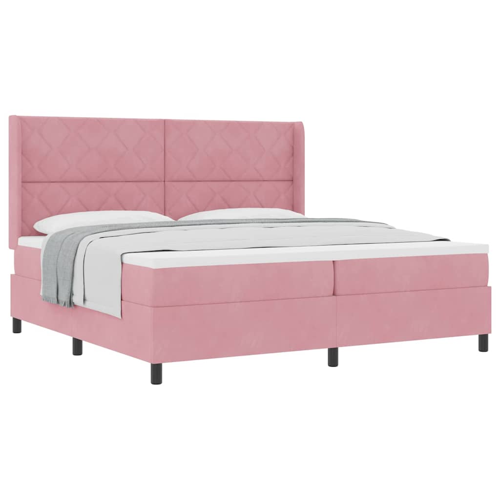 Boxspringbett mit Kopfteil Rosa 200 x 200 cm Samt