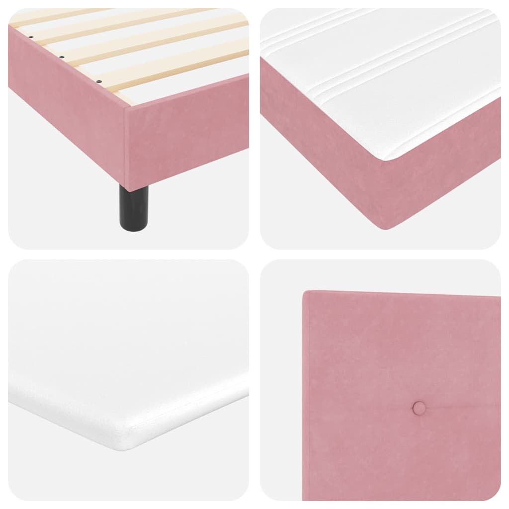 Boxspringbett mit Kopfteil Rosa 80 x 200 cm Samt