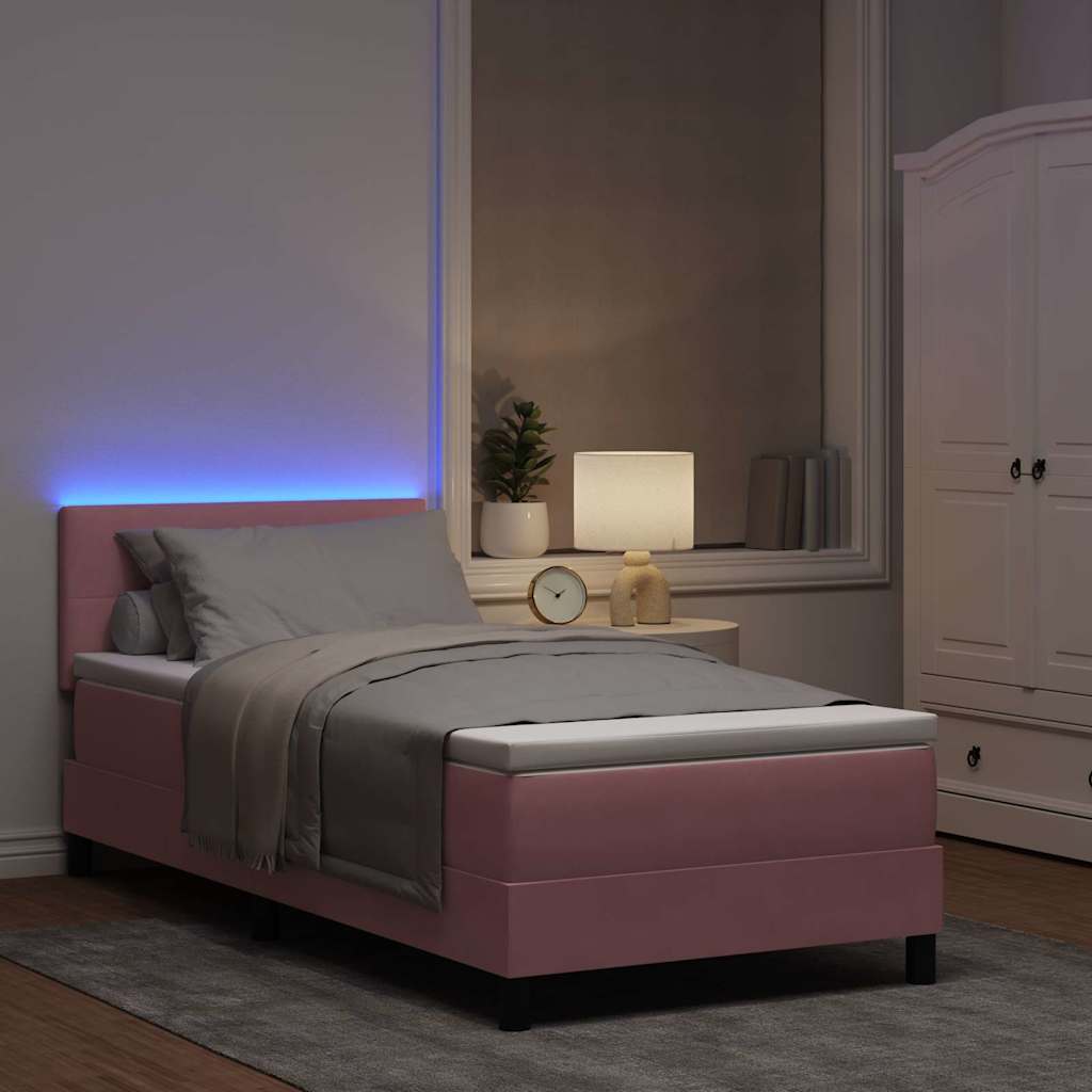 Boxspringbett mit Kopfteil Rosa 80 x 200 cm Samt