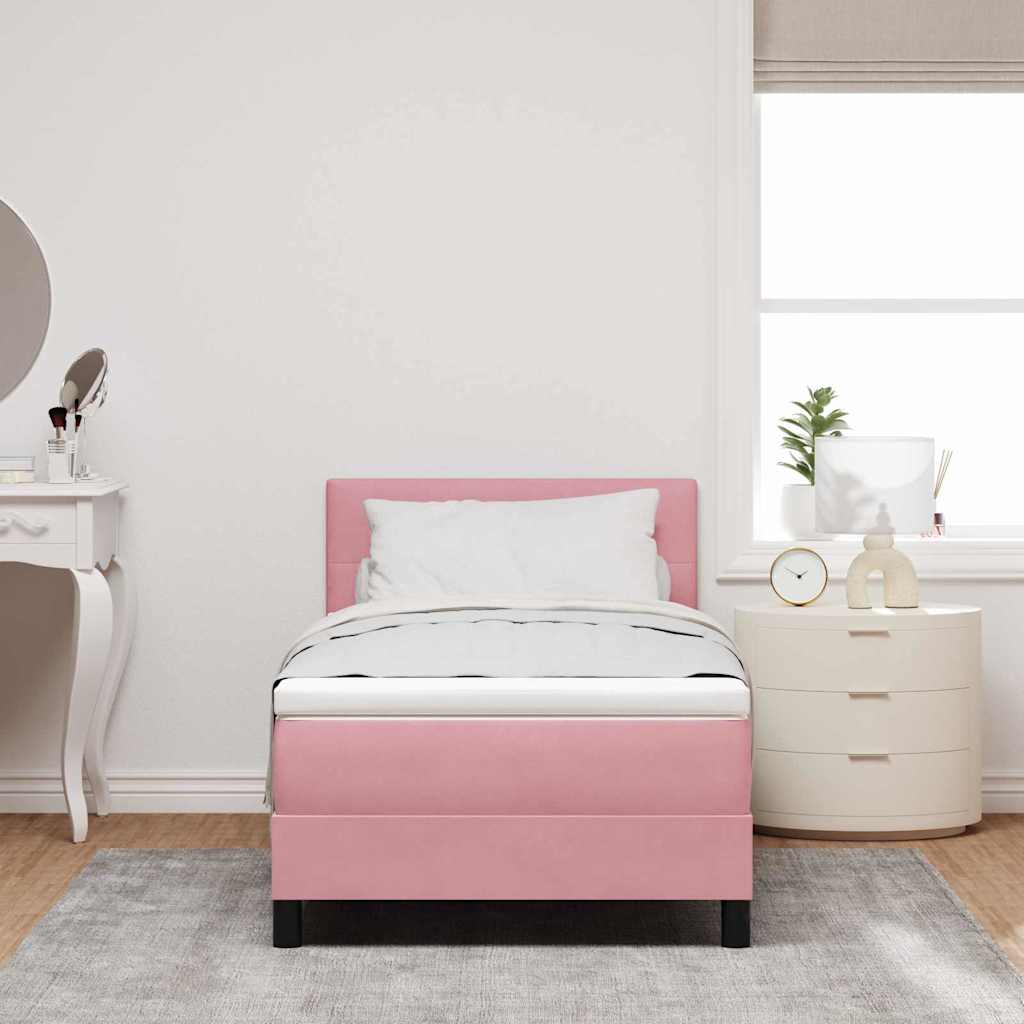Boxspringbett mit Kopfteil Rosa 80 x 200 cm Samt