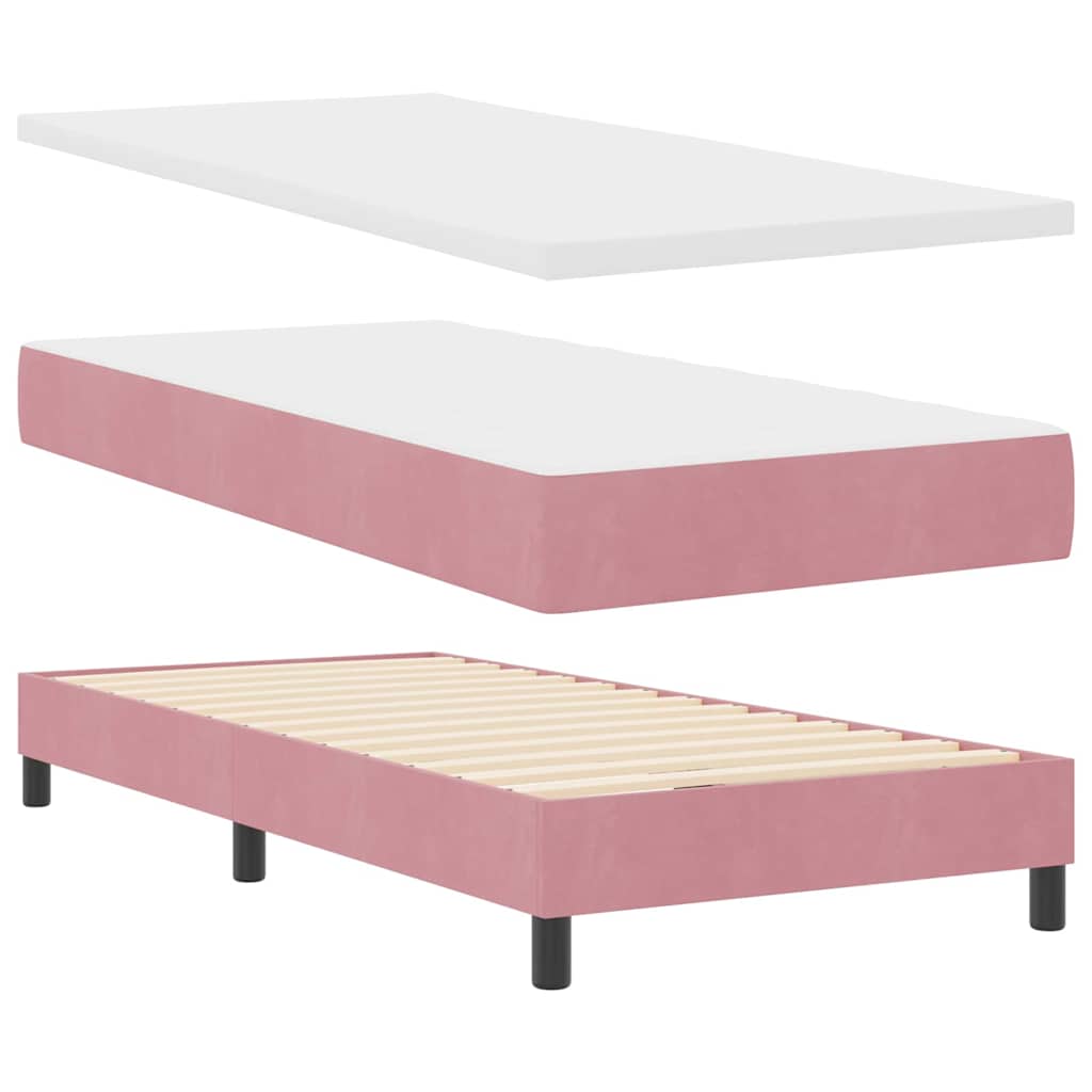 Boxspringbett mit Kopfteil Rosa 80 x 200 cm Samt