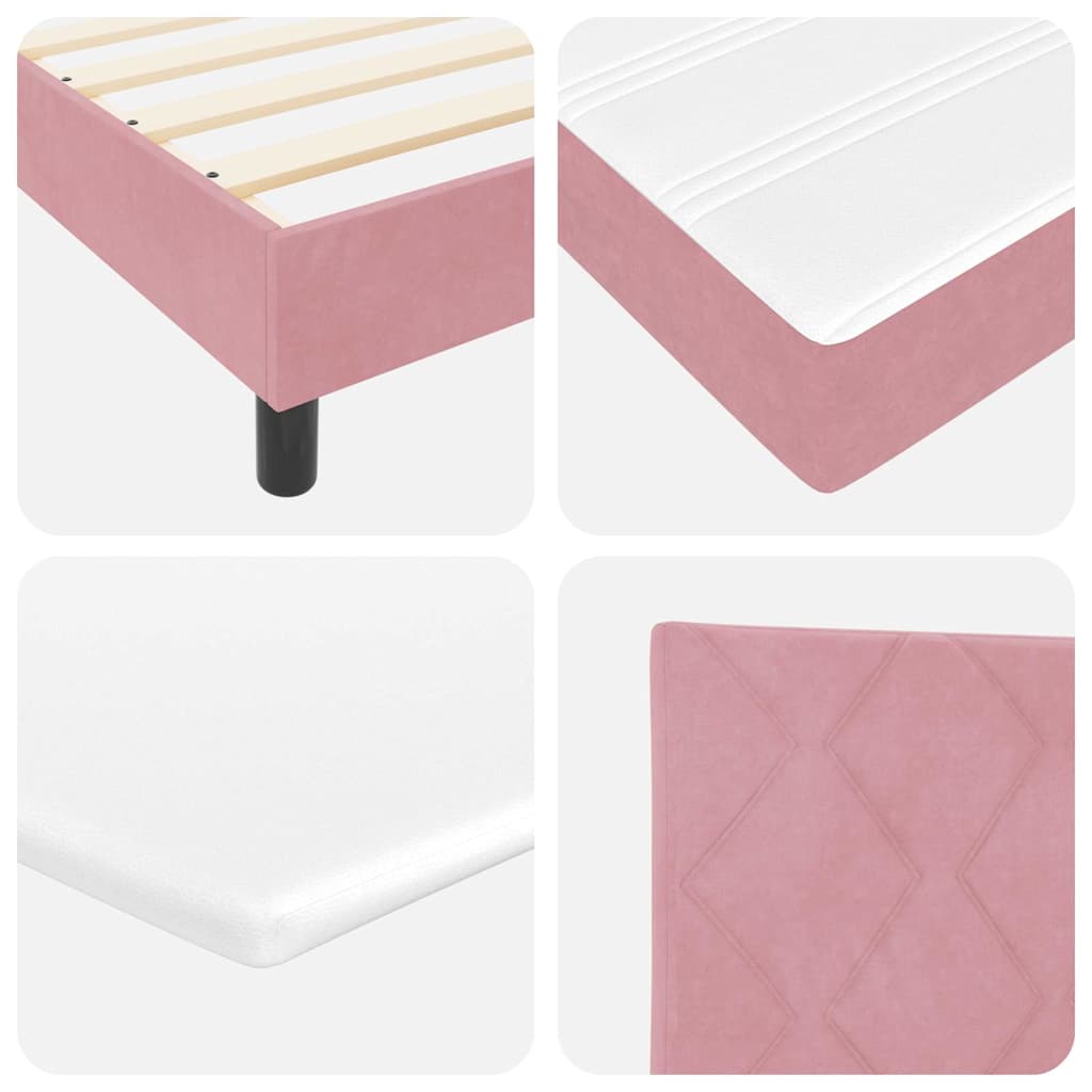 Boxspringbett mit Kopfteil Rosa 80 x 200 cm Samt