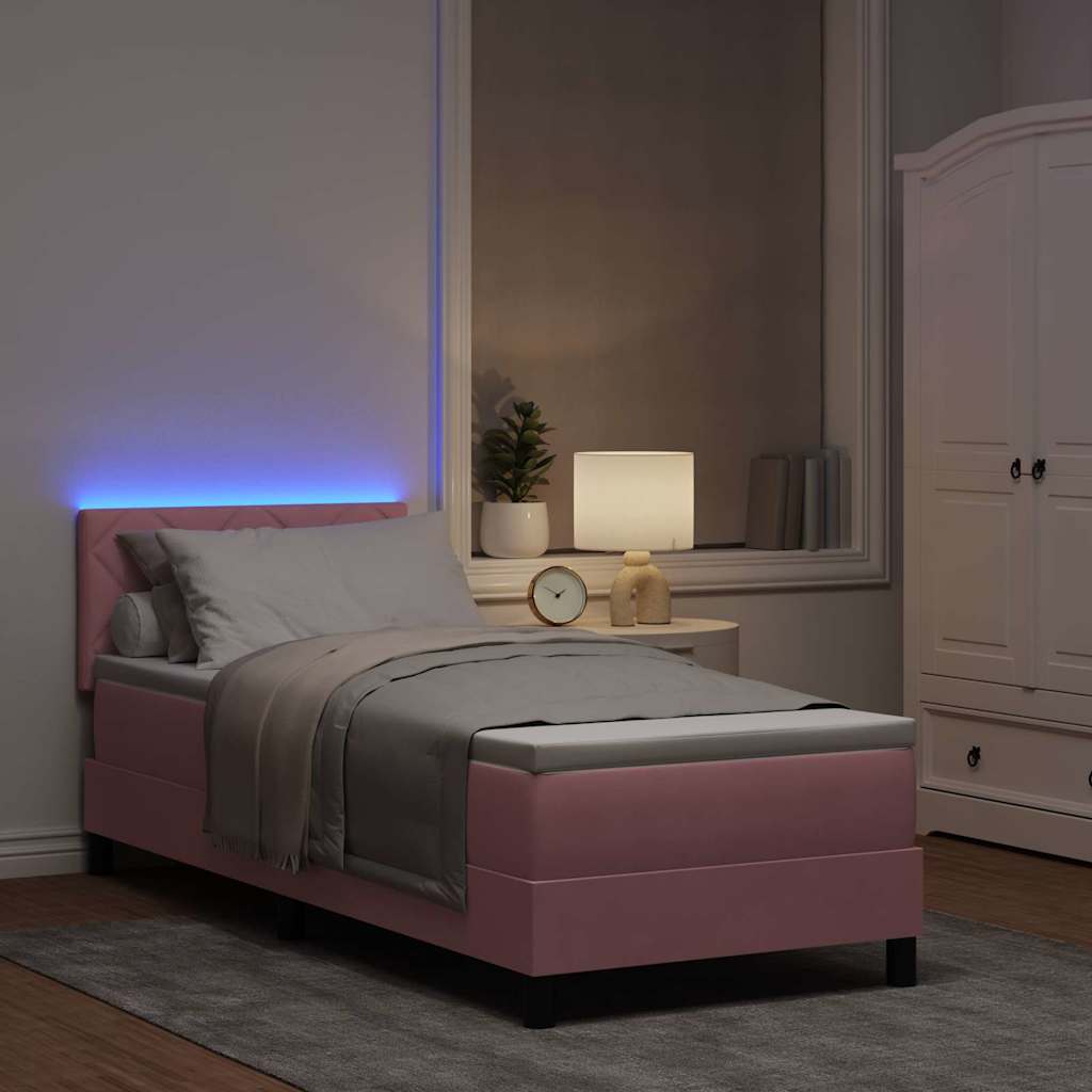 Boxspringbett mit Kopfteil Rosa 80 x 200 cm Samt