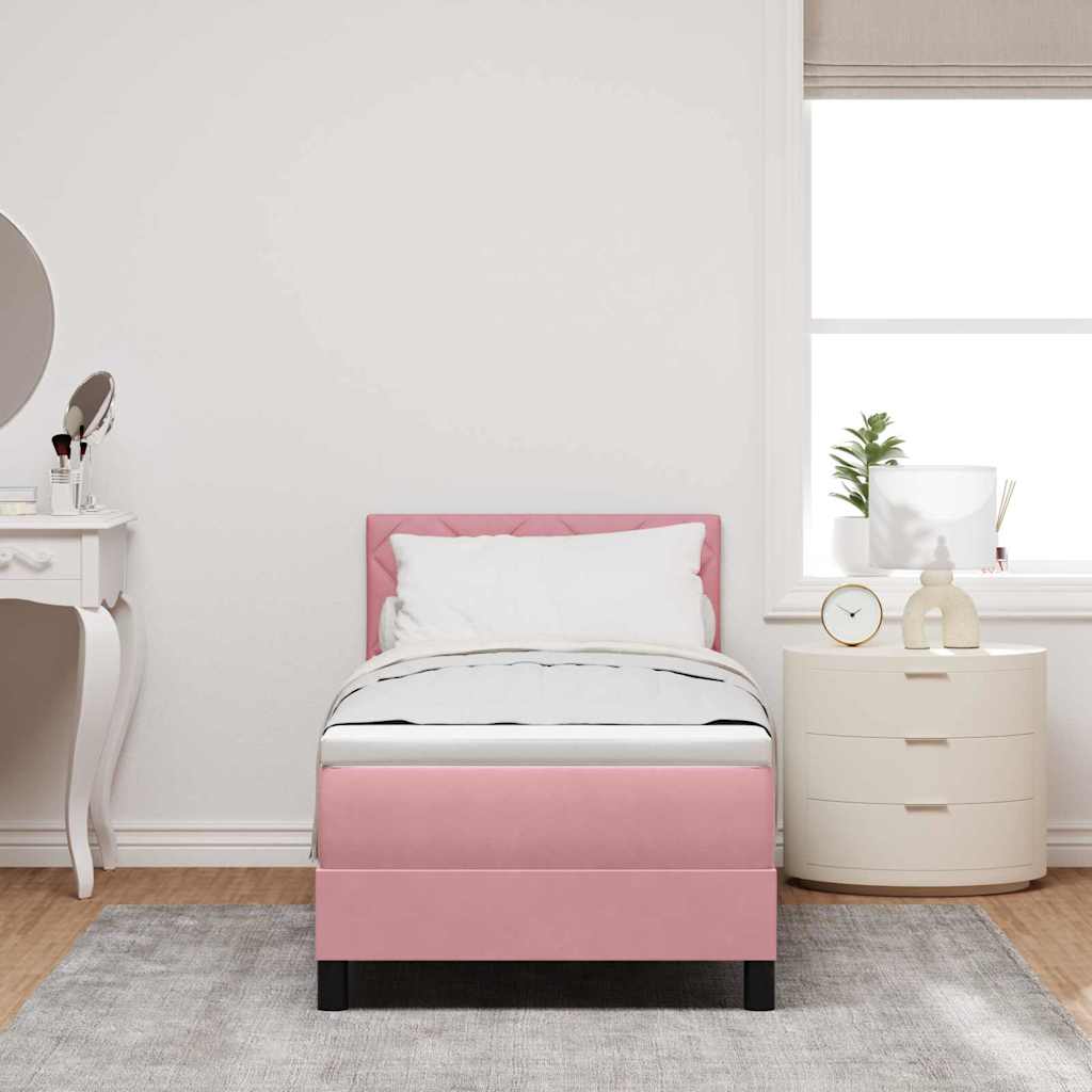 Boxspringbett mit Kopfteil Rosa 80 x 200 cm Samt