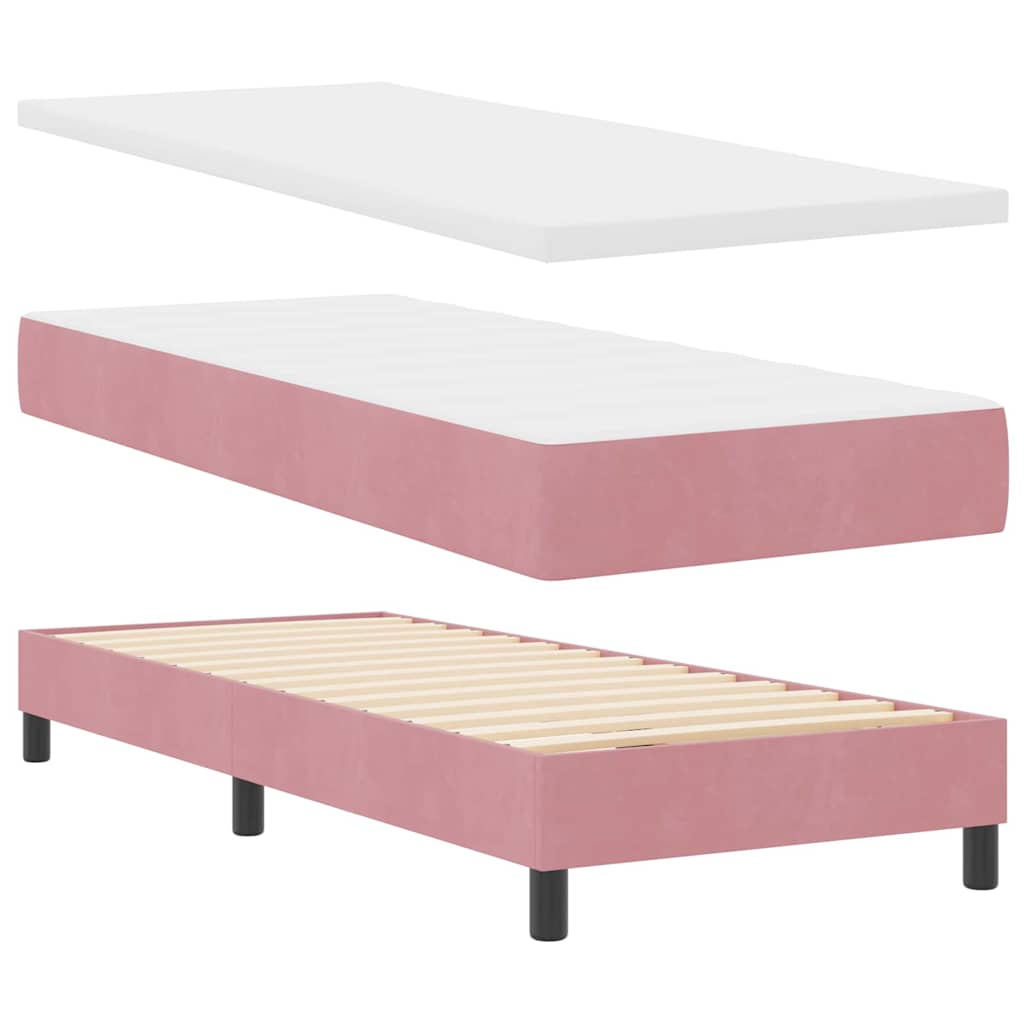 Boxspringbett mit Kopfteil Rosa 80 x 200 cm Samt