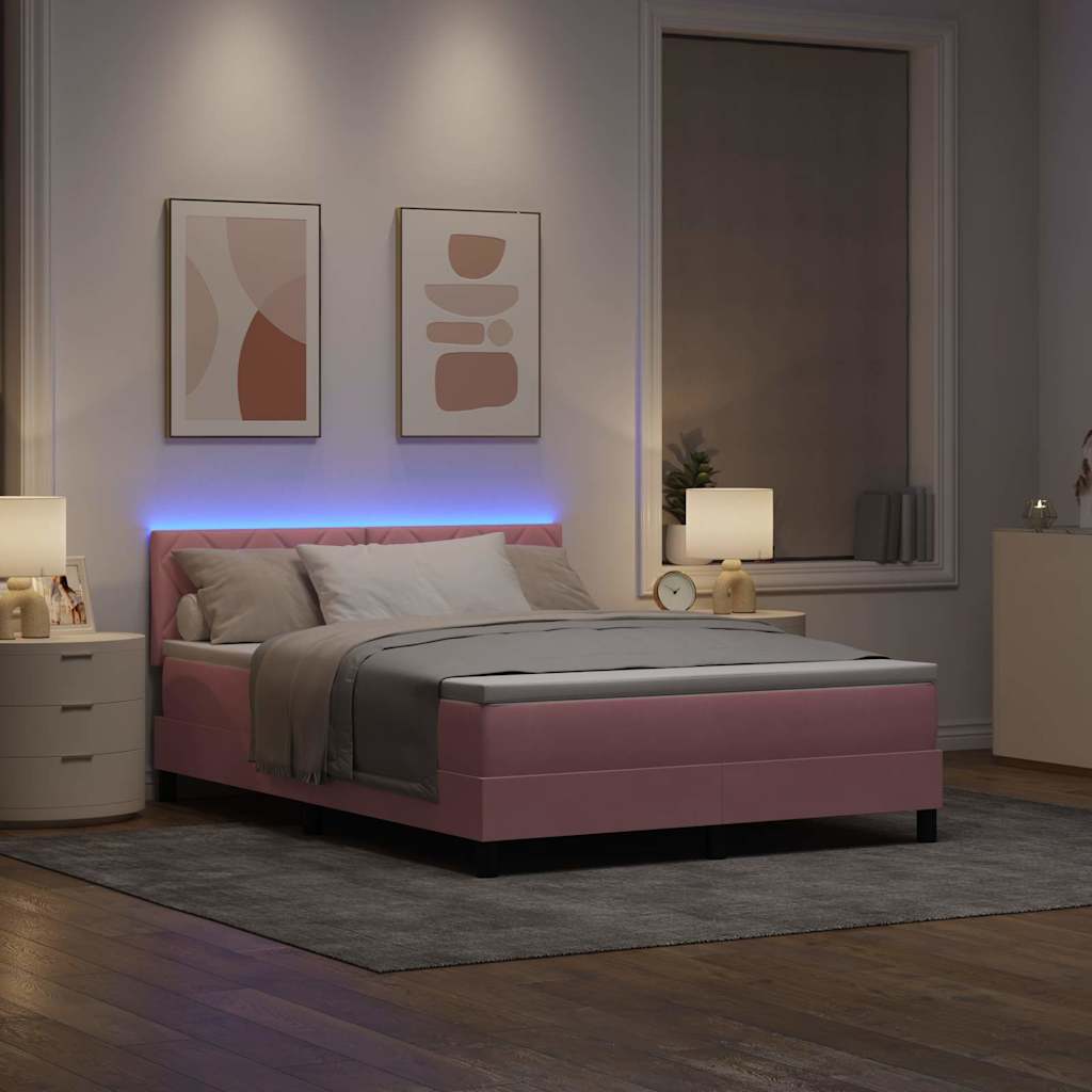 Boxspringbett mit Kopfteil Rosa 160 x 200 cm Samt