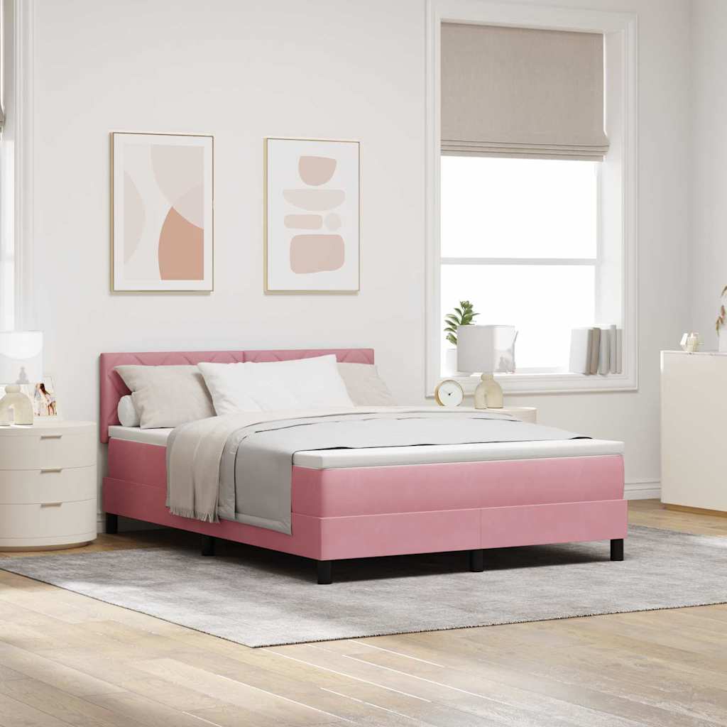 Boxspringbett mit Kopfteil Rosa 160 x 200 cm Samt