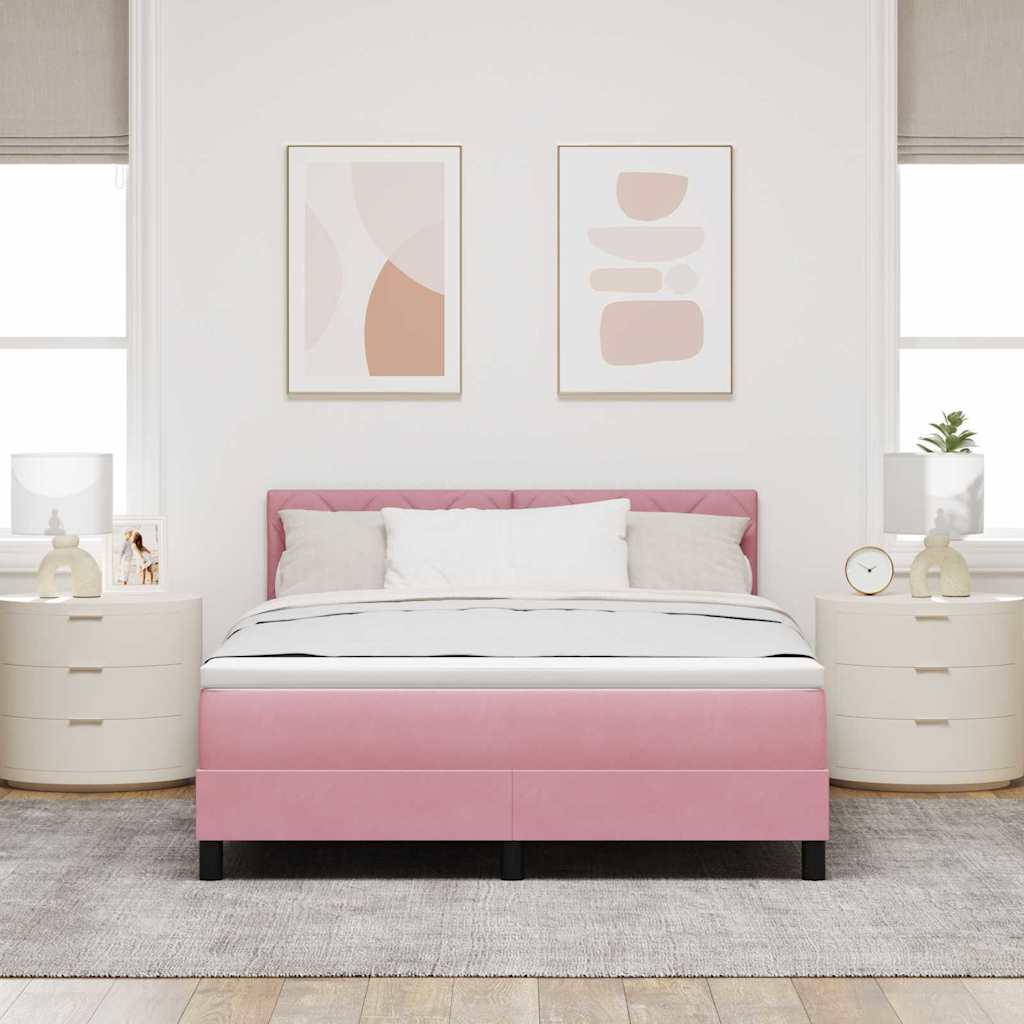 Boxspringbett mit Kopfteil Rosa 160 x 200 cm Samt