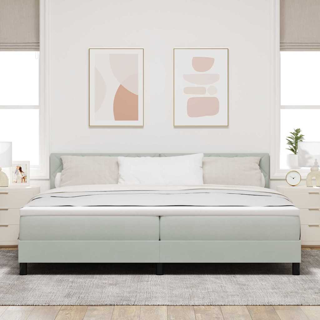 Boxspringbett mit Kopfteil Hellgrau 200 x 200 cm Samt