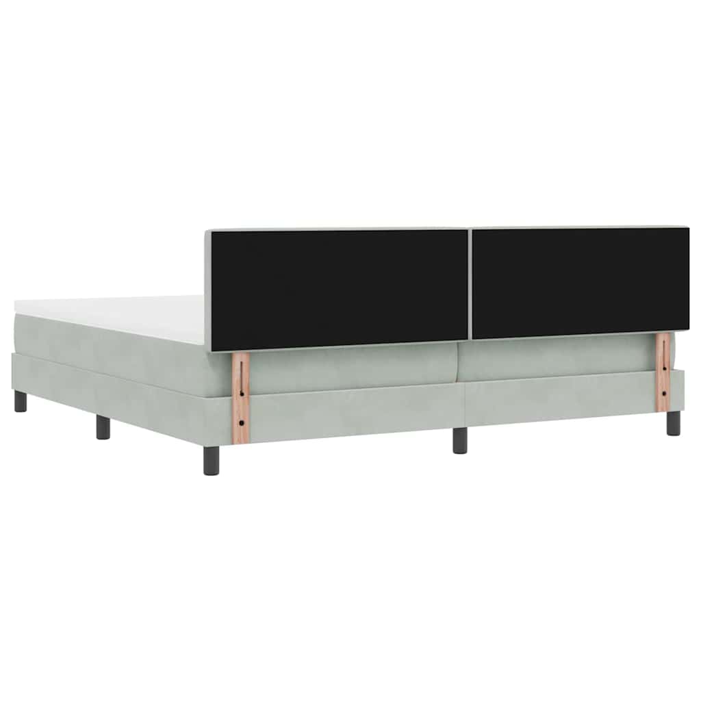 Boxspringbett mit Kopfteil Hellgrau 200 x 200 cm Samt