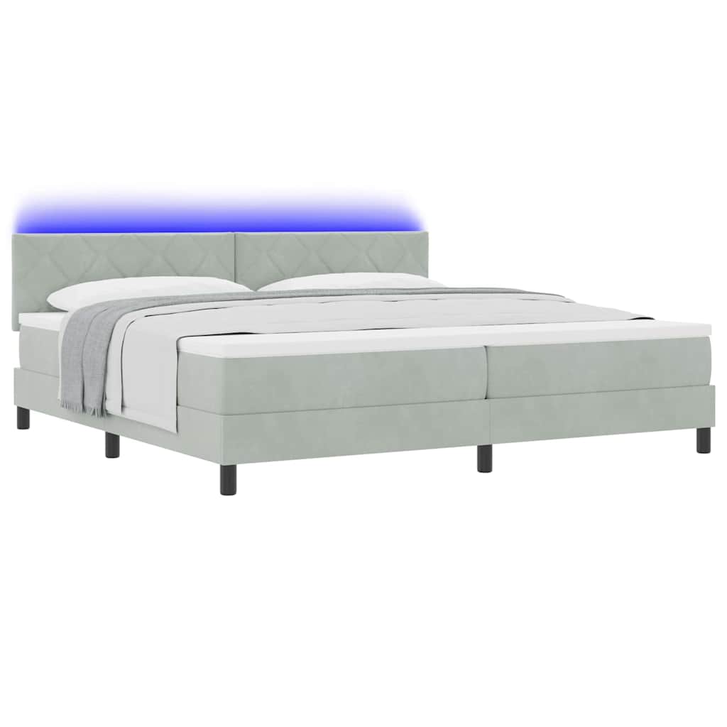 Boxspringbett mit Kopfteil Hellgrau 200 x 200 cm Samt