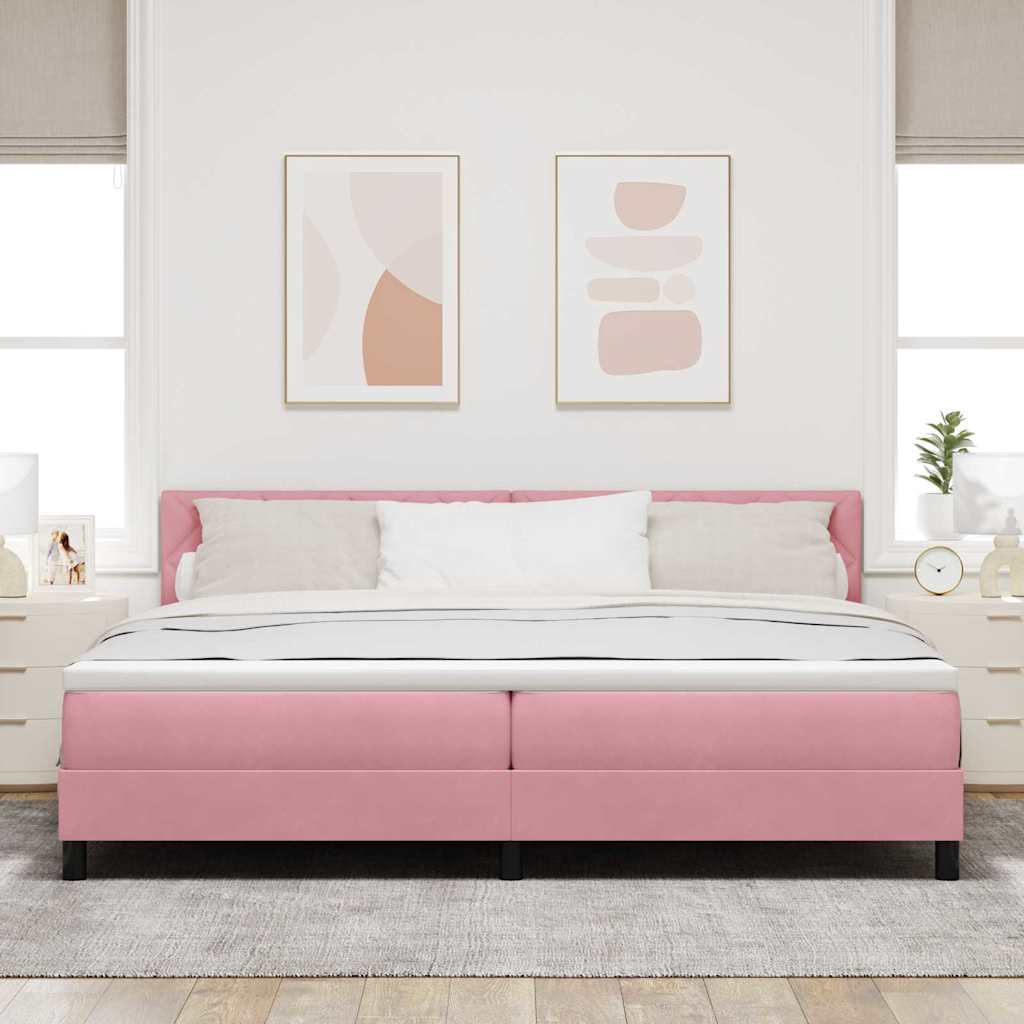 Boxspringbett mit Kopfteil Rosa 200 x 200 cm Samt