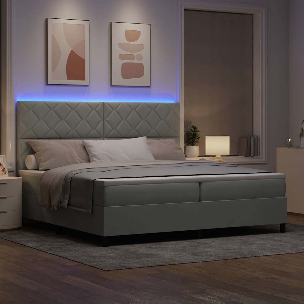 Boxspringbett mit Matratze Hellgrau 200 x 200 cm Samt