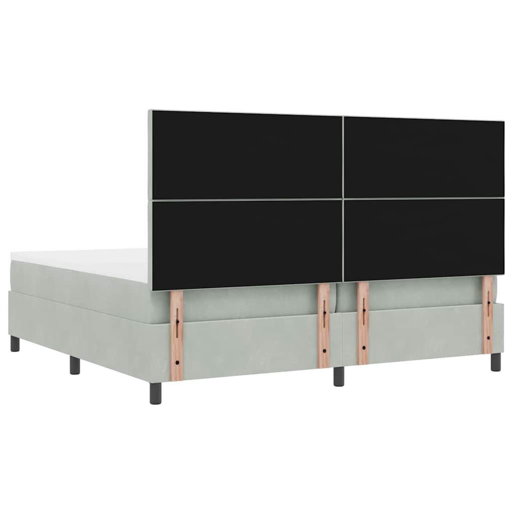 Boxspringbett mit Matratze Hellgrau 200 x 200 cm Samt